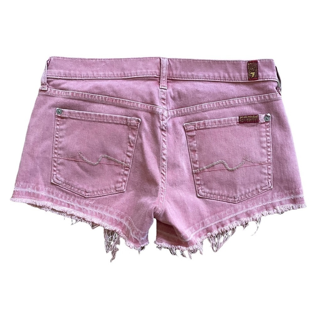7 for All Mankind Faded Distressed Frayed Hem Jean Shorts - Picture 2 of 8